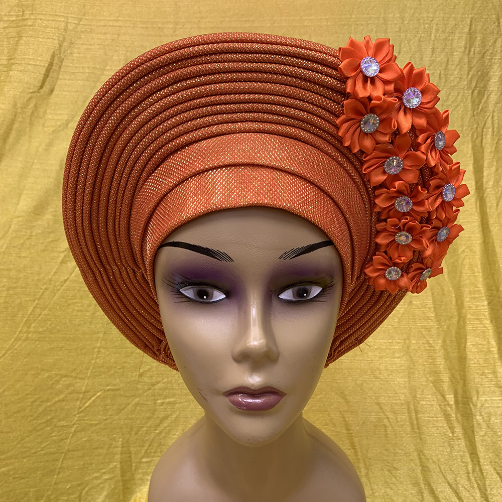 2022 Latest Designs African Accessories Auto Gele Headtie Nigerian Wedding Ready To Wear Turban Head Wraps