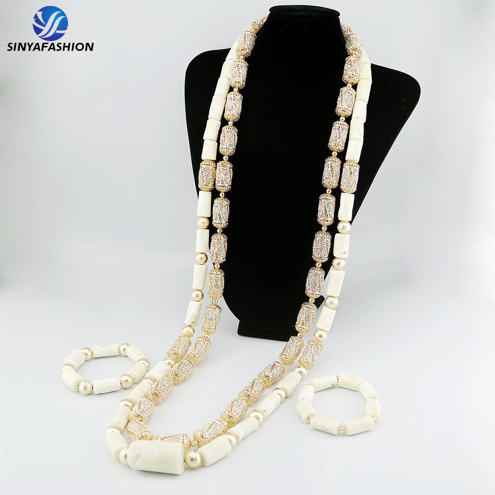 Sinya High Quality Beautiful African Wedding Nigerian Bridal Luxury Natural Real Coral Beads Jewelry Sets