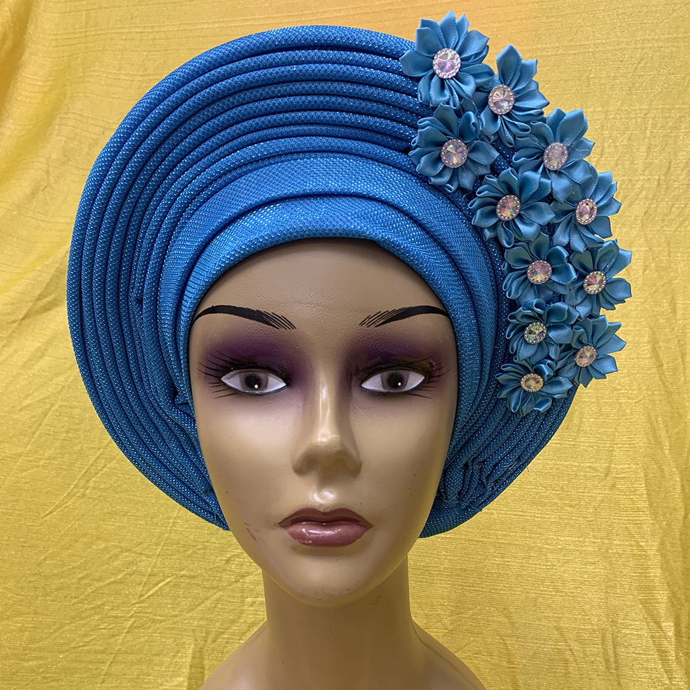 2022 Latest Designs African Accessories Auto Gele Headtie Nigerian Wedding Ready To Wear Turban Head Wraps