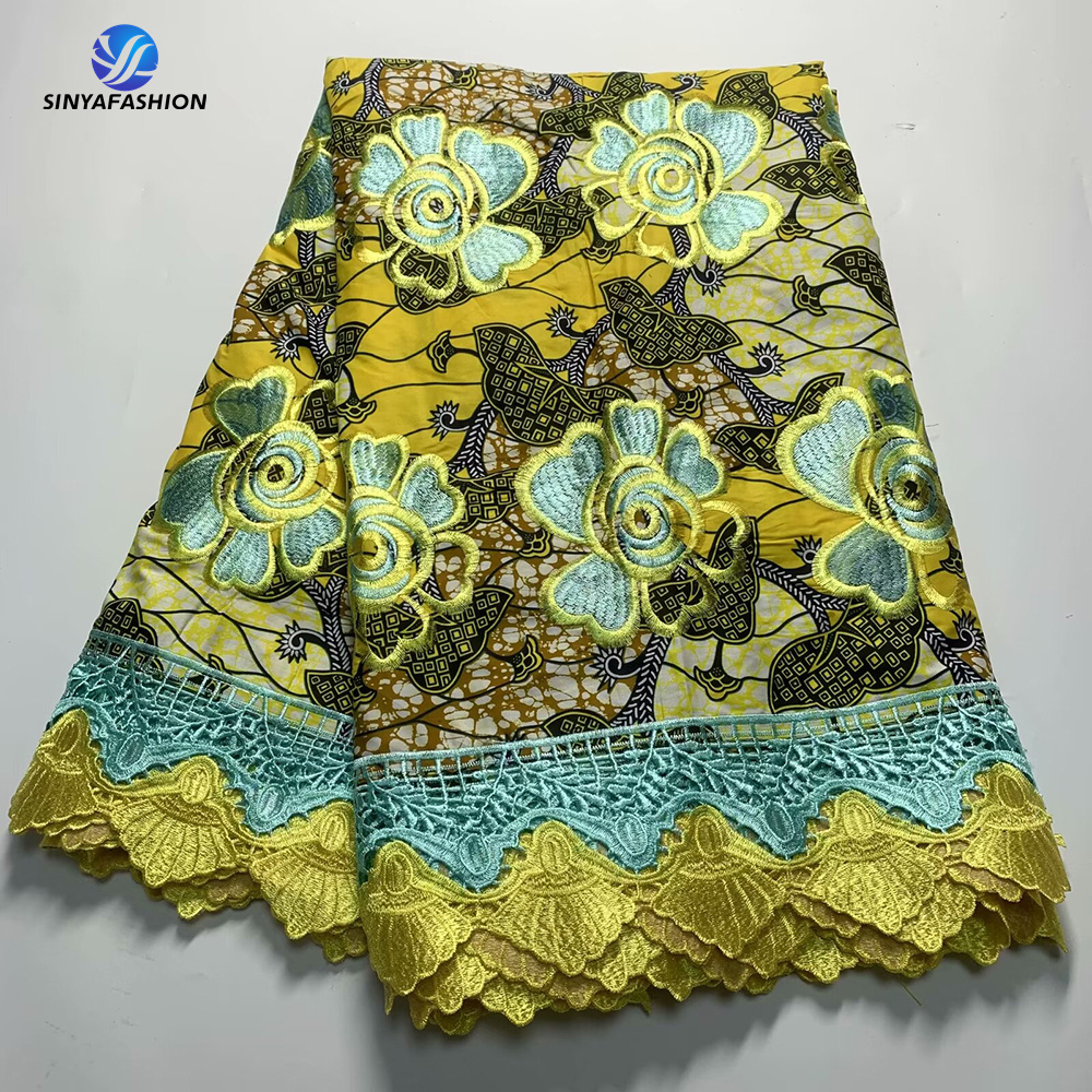 Ankara African Wax Lace Fabrics High Quality Wax Lace Fabric With Stones For Sewing Women Wax Lace Dress