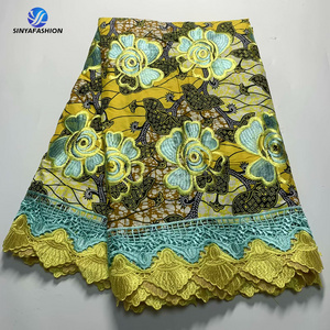 Ankara African Wax Lace Fabrics High Quality Wax Lace Fabric With Stones For Sewing Women Wax Lace Dress