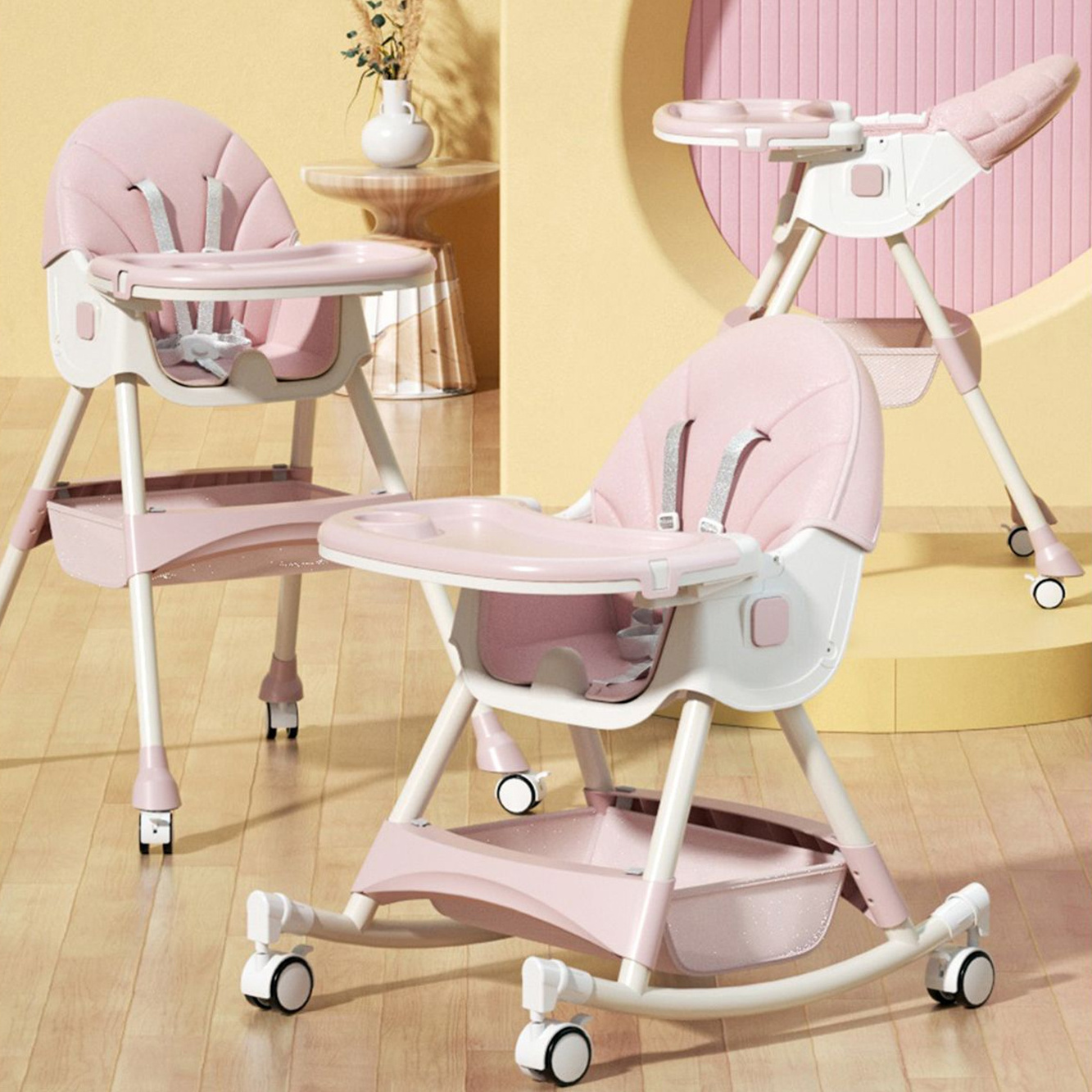 Factory Wholesale Kids Child Folding High Chair Baby Sitting Swing Eating Rocking Dining Feeding Table Chair