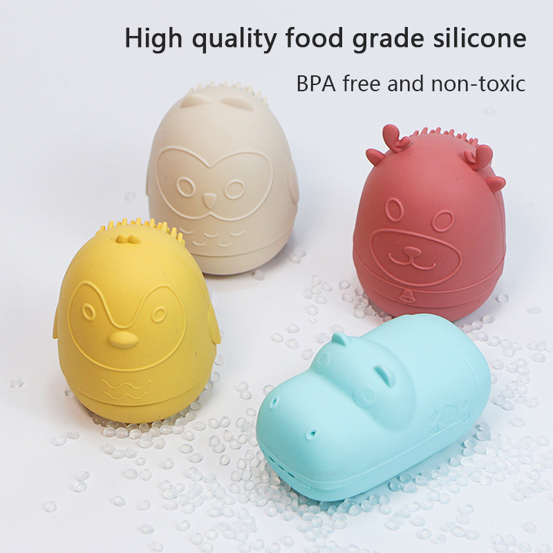 Eco Friendly Silicone Cute Child Kids Baby Spray Water Game Animals Bath Tub Bubble Toy Swimming Toys Set For Babies With Shower