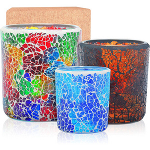 Tea Light Candle Holder Mosaic Glass Candle Jars Handmade Romantic Tealight Holders