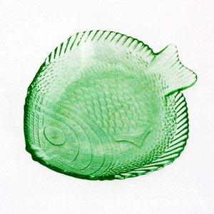 Original Wholesale New Design Colorful Fish Shell Shape Glass Bowl Clear Glass Plate