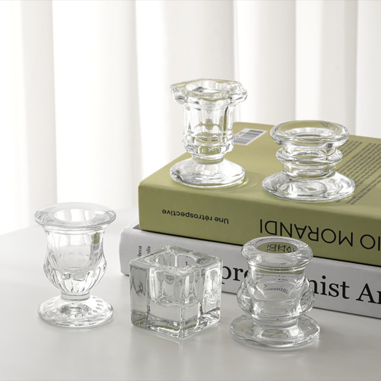 Glass candlestick various shape clear glass candle holders decorative crystal candle stick holder sets candle stand