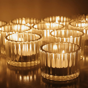 Tea Light Bulk Home Decor Set of 12 Clear Tealight glasses for candles glass Candle Holder Jar