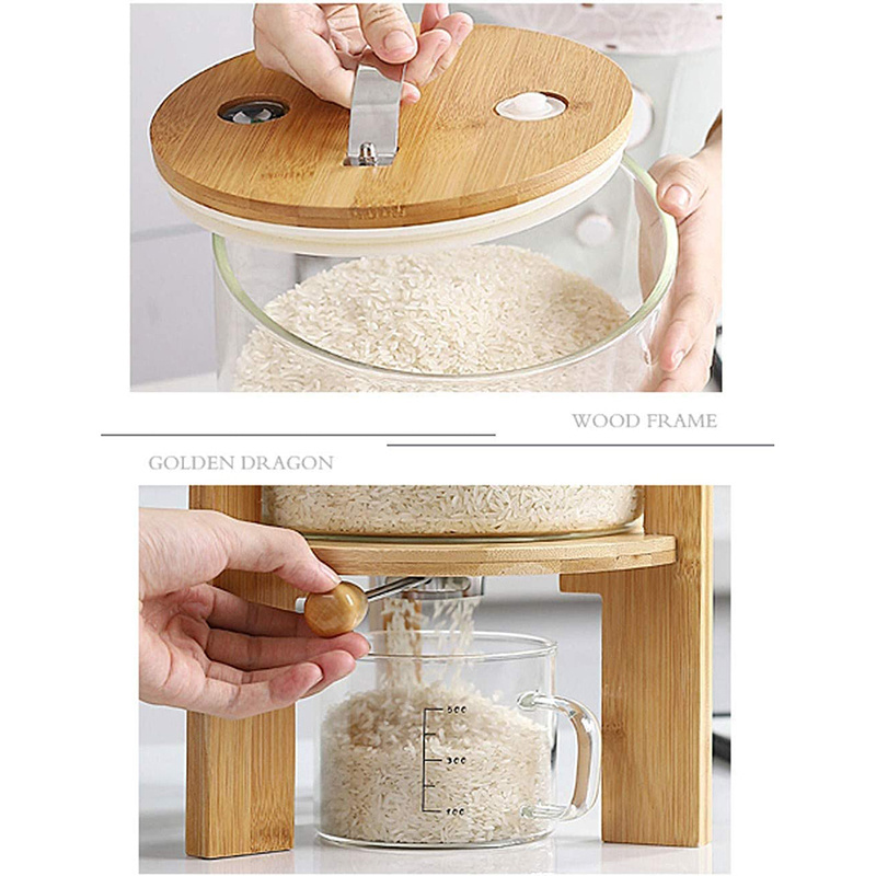 New Product ideas 2023 Kitchen Cereal Dry Food Storage Containers with Measuring Cup Glass Rice Dispenser