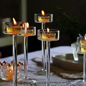 Home Decor Wedding Glassware Centerpieces Candlestick glasses for candles Dinner table Tall Glass Candle Holders Set