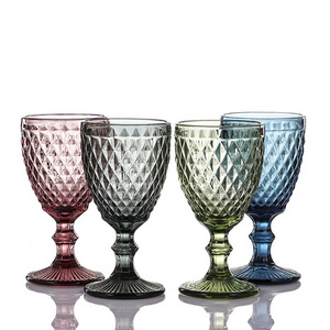 Manufacturers Juice Cup Drink Cup European Retro Goblet Colored Glass Cup Red Wine Glass