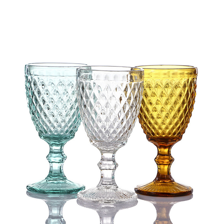 Manufacturers Juice Cup Drink Cup European Retro Goblet Colored Glass Cup Red Wine Glass