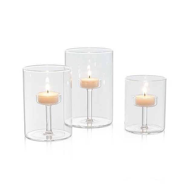 Customized Radiance Glass Transparent Glass Votive Candle Holder  Long Steam Glass Tealight Candle Holder For Home Decor