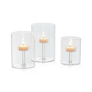 Customized Radiance Glass Transparent Glass Votive Candle Holder  Long Steam Glass Tealight Candle Holder For Home Decor