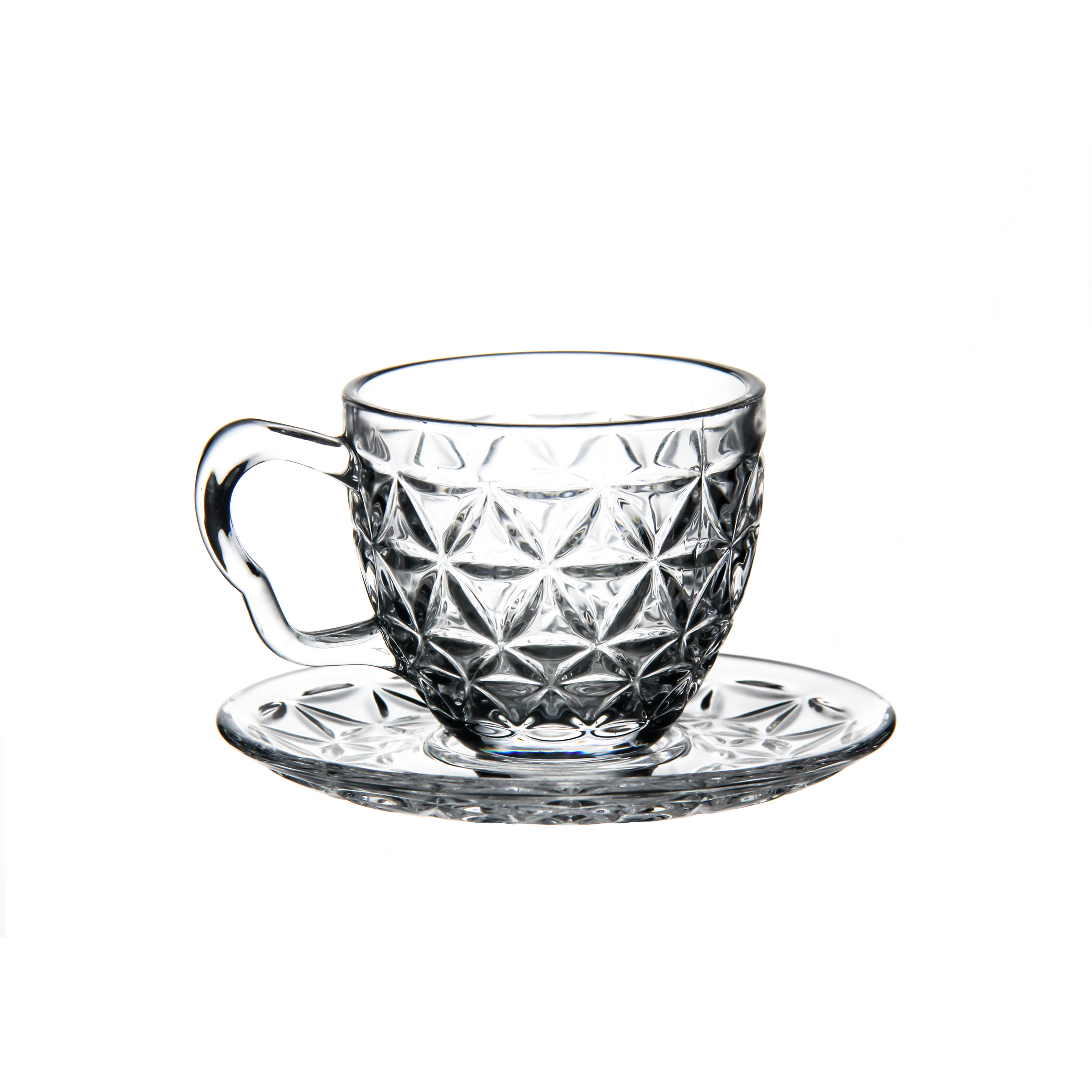 Hot Selling Cute Exquisite Custom Unbreakable Glass Cup Saucer Set Water Drinking Glass Tea Cup Set