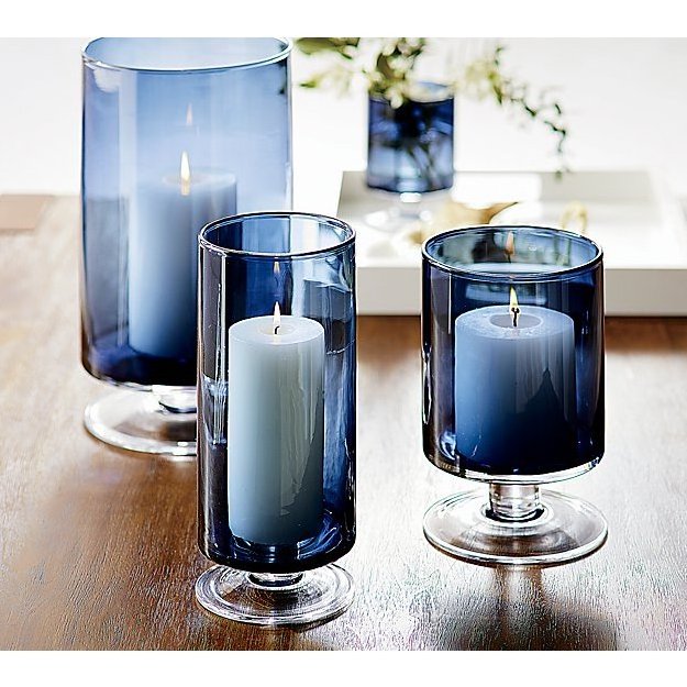 Sparkly Glass Etched Round Cross Votive Candle Holder Blue glasses for candles Holder Set Home Decoration