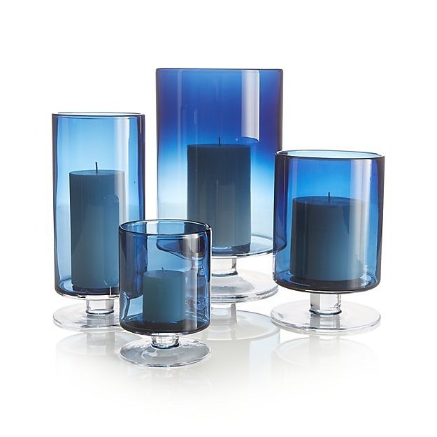 Sparkly Glass Etched Round Cross Votive Candle Holder Blue glasses for candles Holder Set Home Decoration