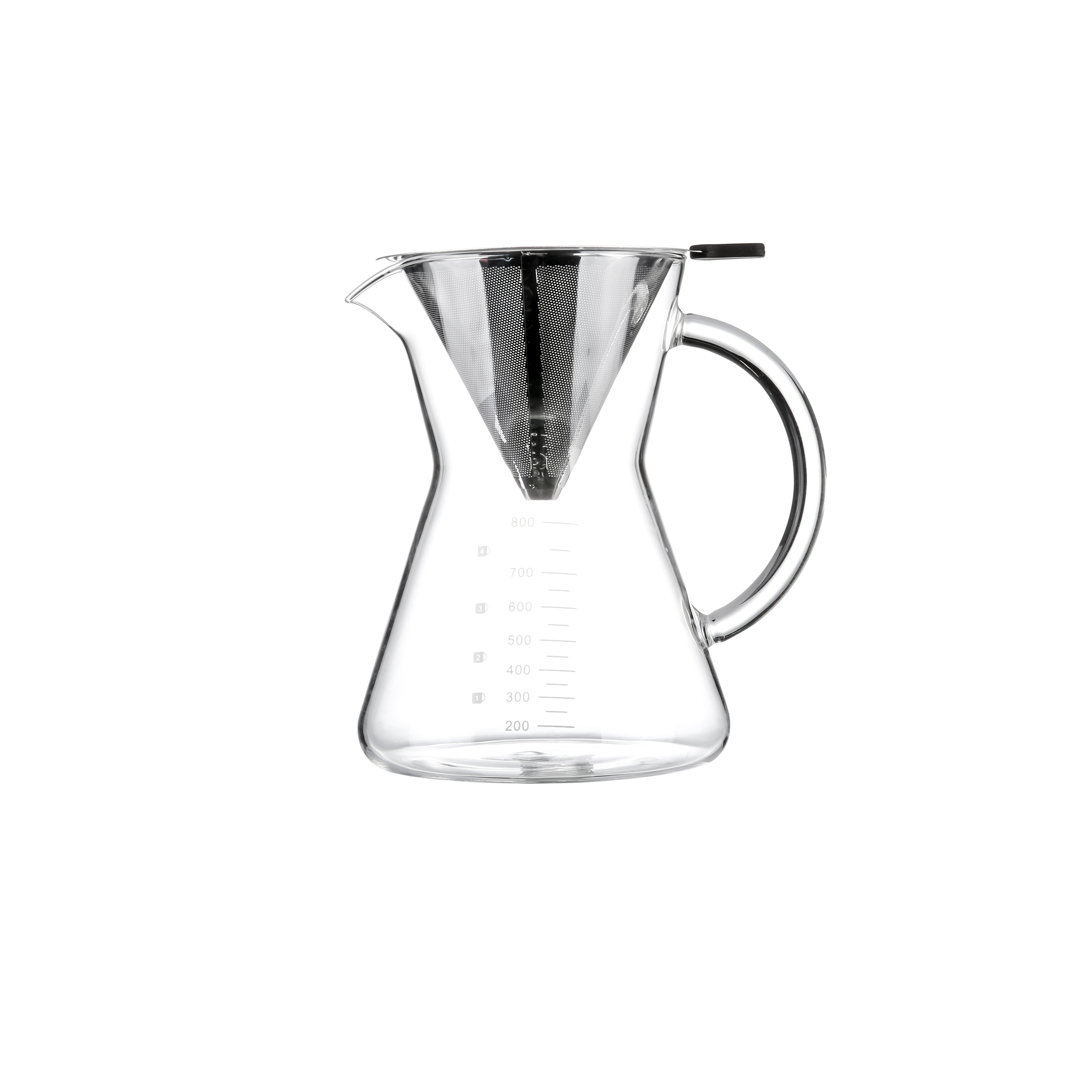 Customized Size High-grade Borosilicate Glass Coffee Kettle Handle Glass Coffee Pot with Infuser