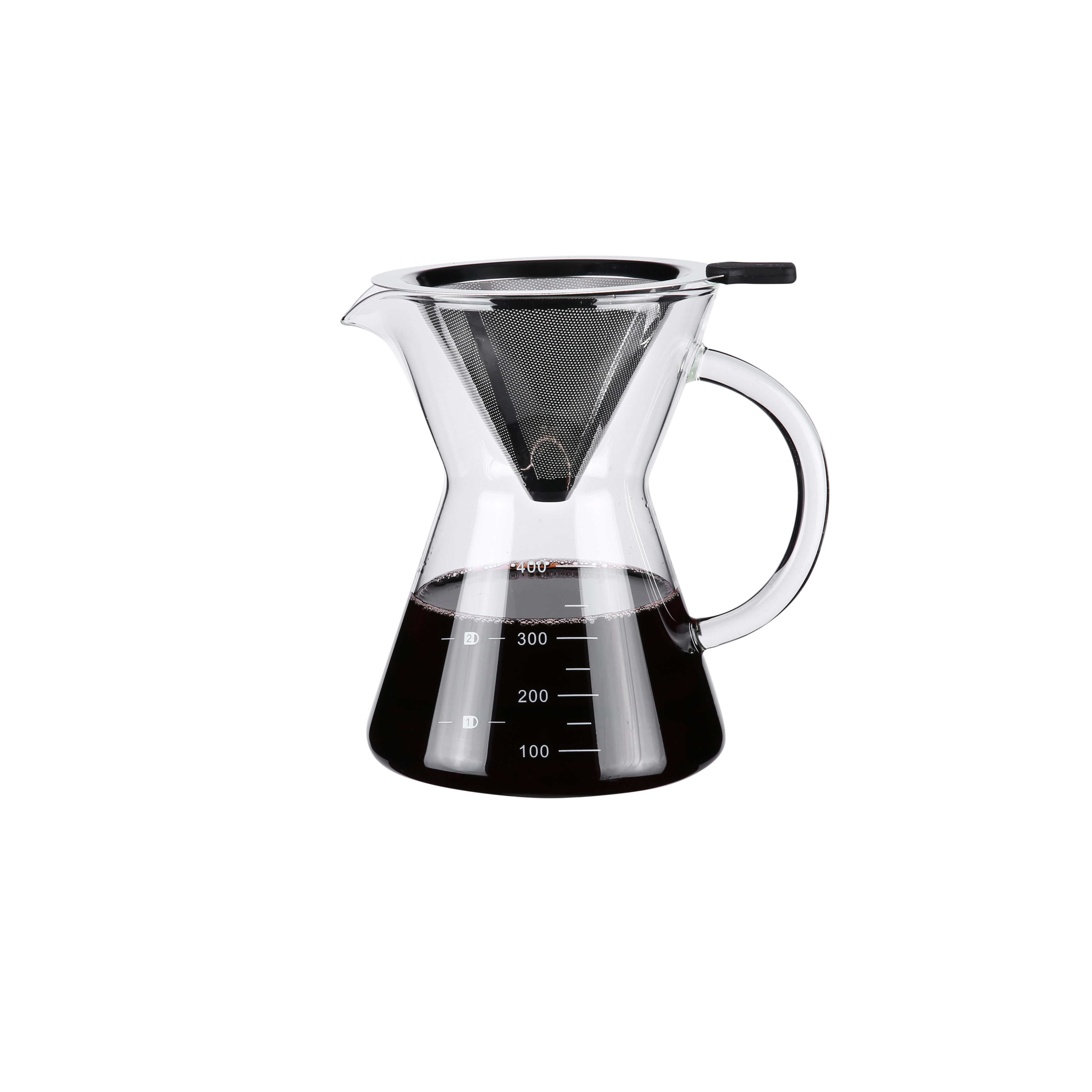 Customized Size High-grade Borosilicate Glass Coffee Kettle Handle Glass Coffee Pot with Infuser