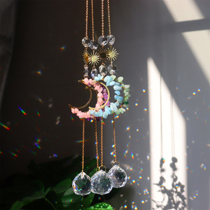 Unique New Glass Crafts Wall Decor Wind Chime Rainbow Colorful Beads Hanging Drop Outdoor Garden Windchimes Dreamcatchers