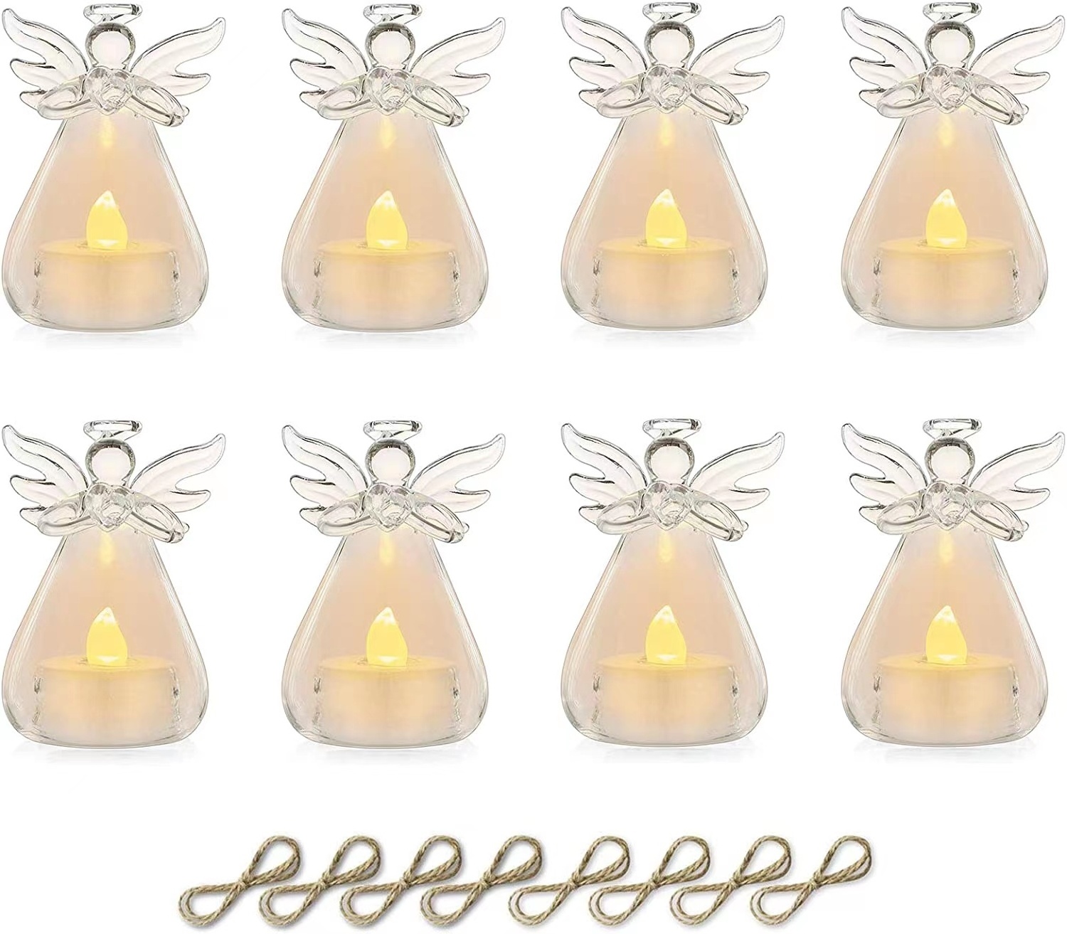 Candle holder with Led Tealight Votive Decoration for Christmas Tree Decor Hanging Angel Glass candle holders