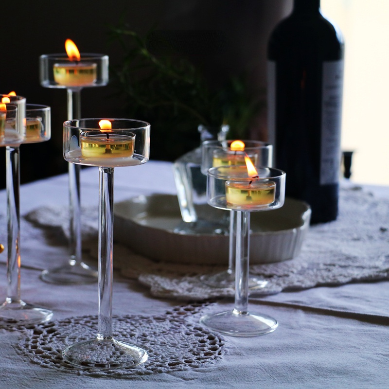 Home Decor Wedding Glassware Centerpieces Candlestick glasses for candles Dinner table Tall Glass Candle Holders Set