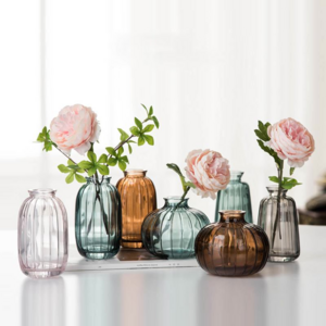 Hot Selling New Creative Blown Glass Vase Home Table Decoration Small Clear Flower Color Glass Vase