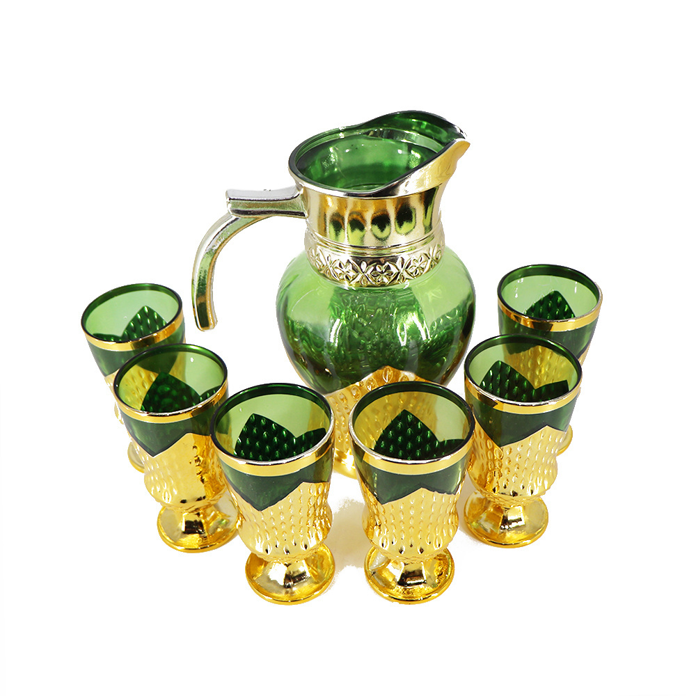 Customized Wholesale Tea Sets Glassware Different  Colored Arabic Glass Teapot Set for Home