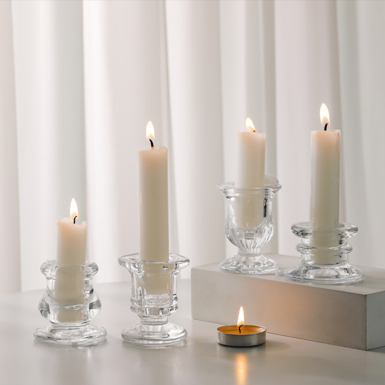 Glass candlestick various shape clear glass candle holders decorative crystal candle stick holder sets candle stand