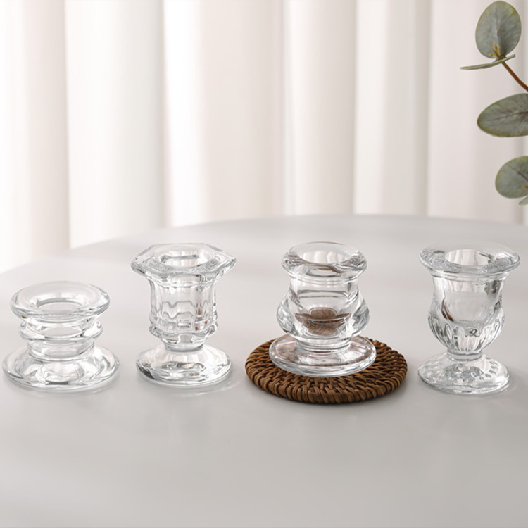 Glass candlestick various shape clear glass candle holders decorative crystal candle stick holder sets candle stand