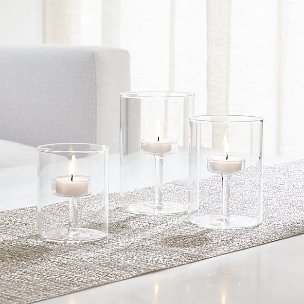 Customized Radiance Glass Transparent Glass Votive Candle Holder  Long Steam Glass Tealight Candle Holder For Home Decor