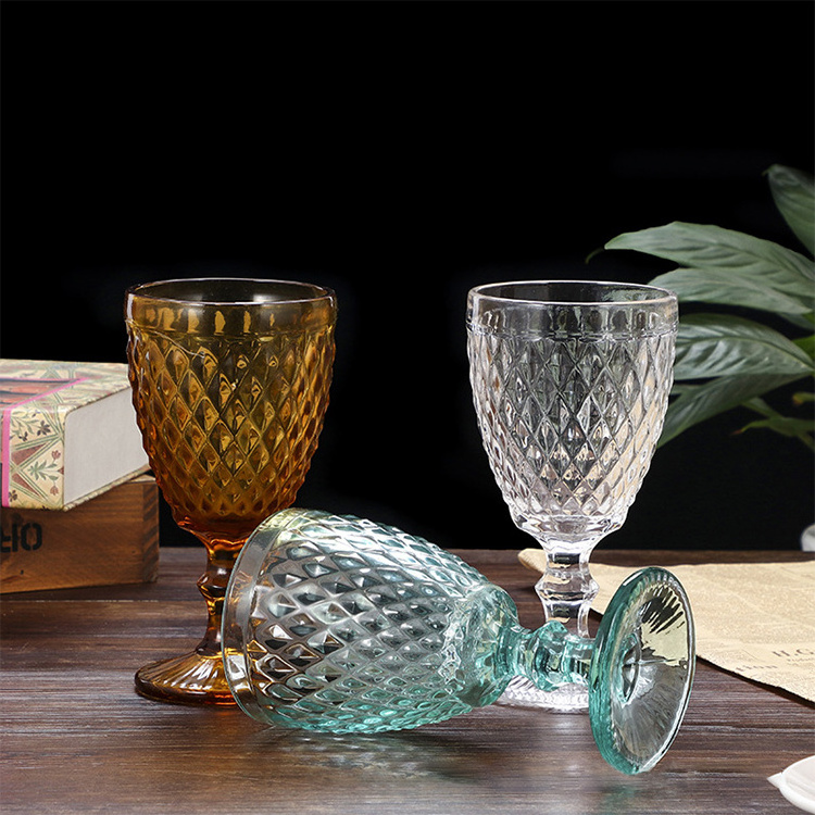 Manufacturers Juice Cup Drink Cup European Retro Goblet Colored Glass Cup Red Wine Glass