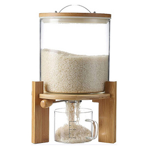 New Product ideas 2023 Kitchen Cereal Dry Food Storage Containers with Measuring Cup Glass Rice Dispenser