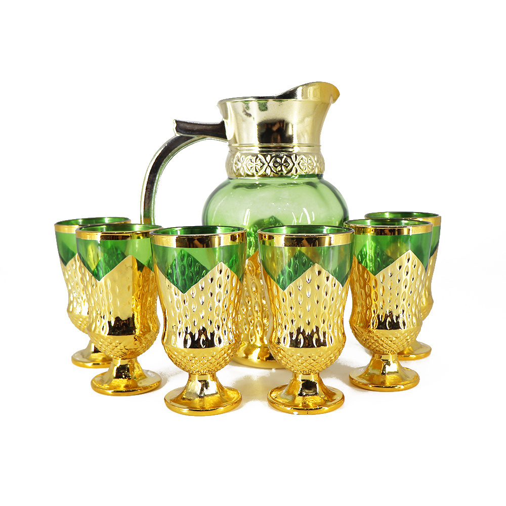 Customized Wholesale Tea Sets Glassware Different  Colored Arabic Glass Teapot Set for Home