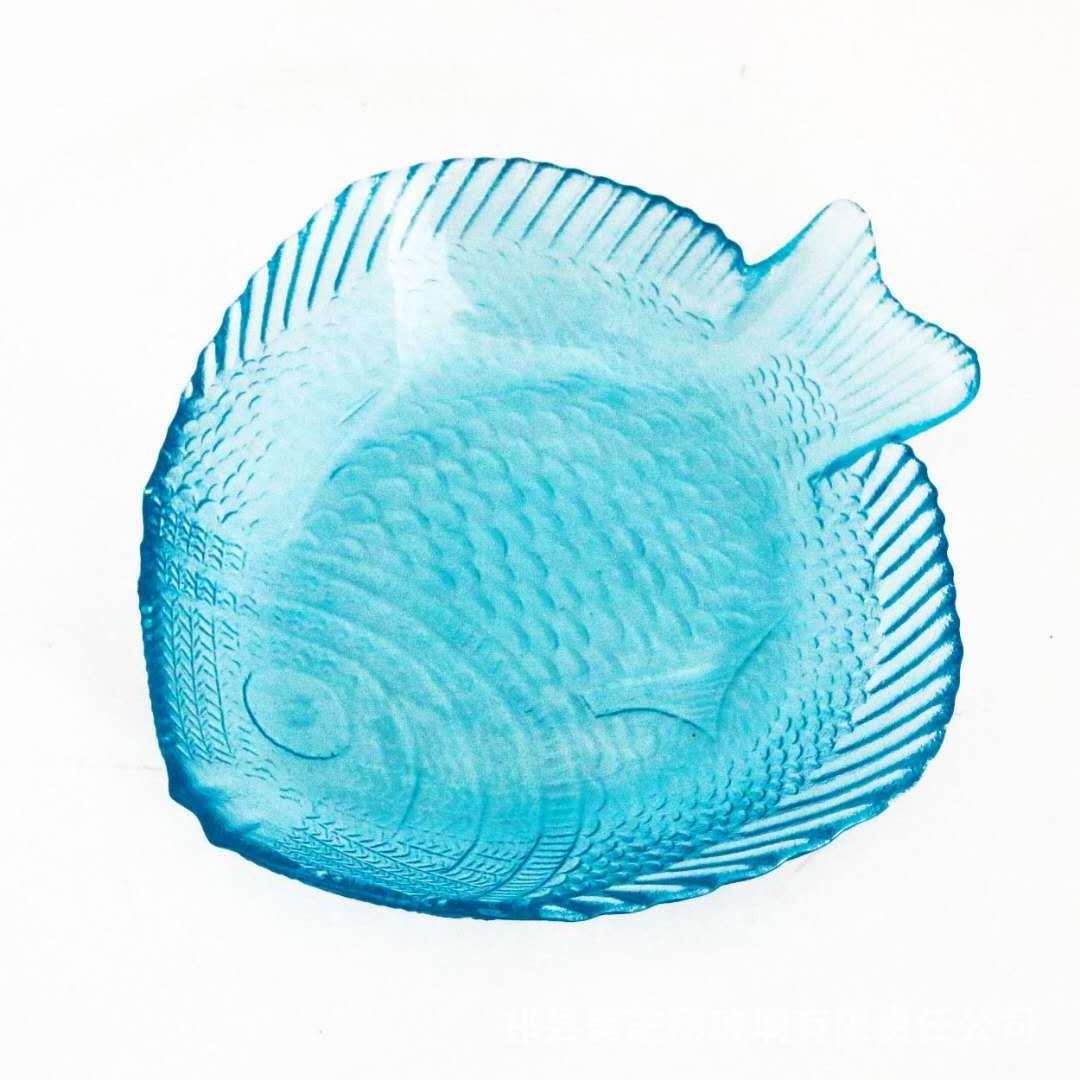 Original Wholesale New Design Colorful Fish Shell Shape Glass Bowl Clear Glass Plate