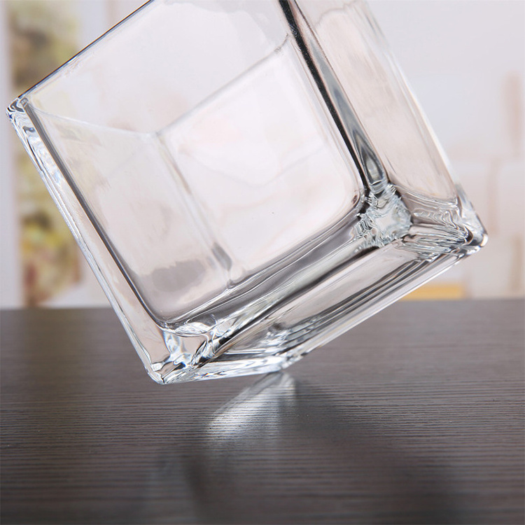 Cheap WeddingCube Square Candle Jar Plant Hydroponic Container Home Decor Glass Flower Vase