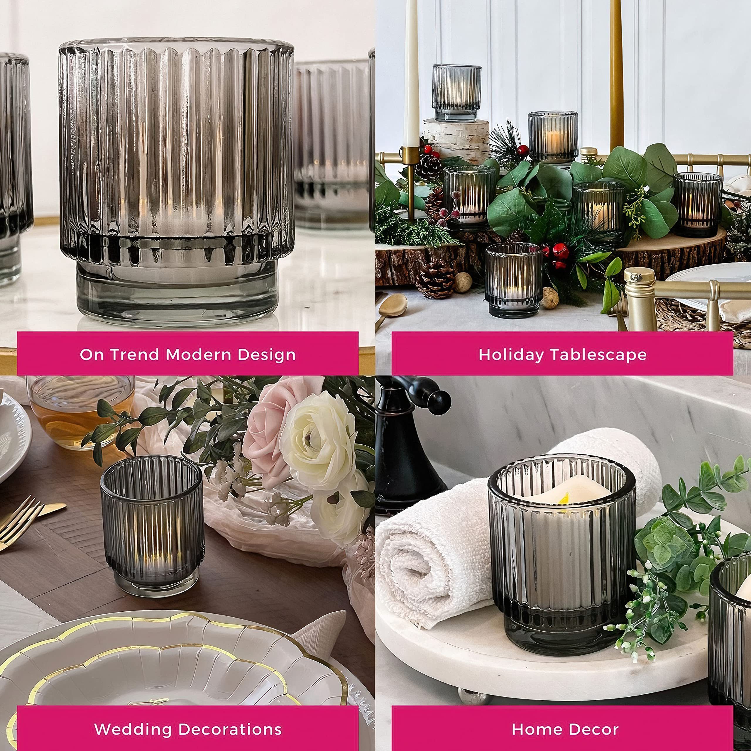 Wholesale Modern Pleated Custom Restaurant Wedding Votive Candle Cup Vessels Jar Glass Tea Light Holder