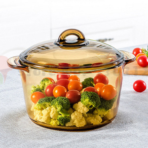 Stock 2.5 L Transparent Pans With Two Ears Oven Stew Kitchen Accessories Soup Hot Pot Cookware Glass Cooking Pot