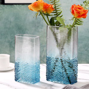 Newest Modern Fashion desktop living room home decor dining table Crystal Sea Blue creative glass vase