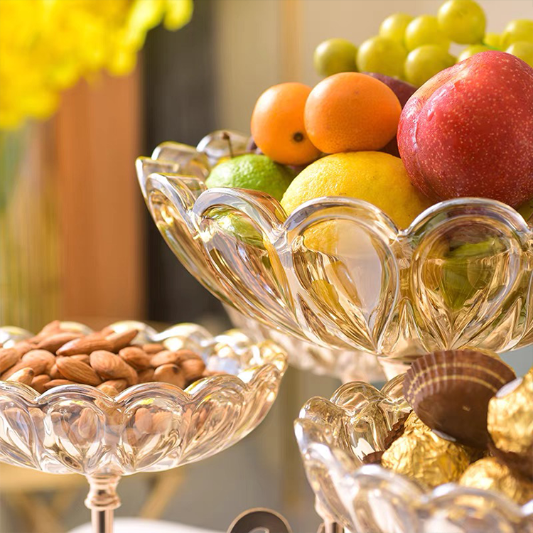 Luxury Fruit Plate new arrivals High Quality Glass 5 Plate modern decor Food dish stand fruit tray Glass Plate