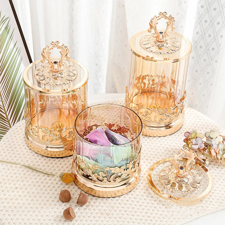 Household Fruit Snack Jar Lid Glass Jar Set Home Decoration Accessories Luxury Glass Candy Jar