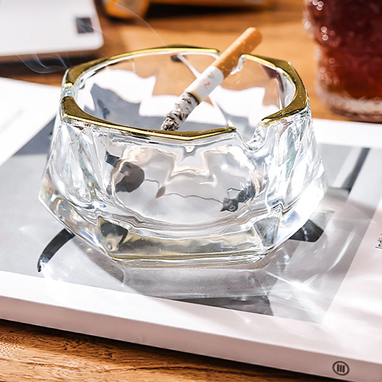 Creative personalized thickened crystal glass ashtray geometric desktop storage home decor small ashtray