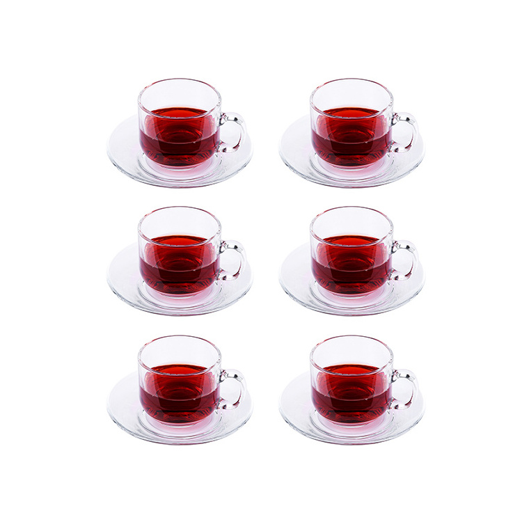 Wholesale Eco Friendly 180ml Transparent Home Office Drinking With Saucer Set Water Coffee Tea Glass Cup