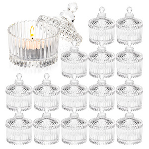 Custom wholesale matte candle vessels embossed candle Holder Mini Wedding Glass candle container jar