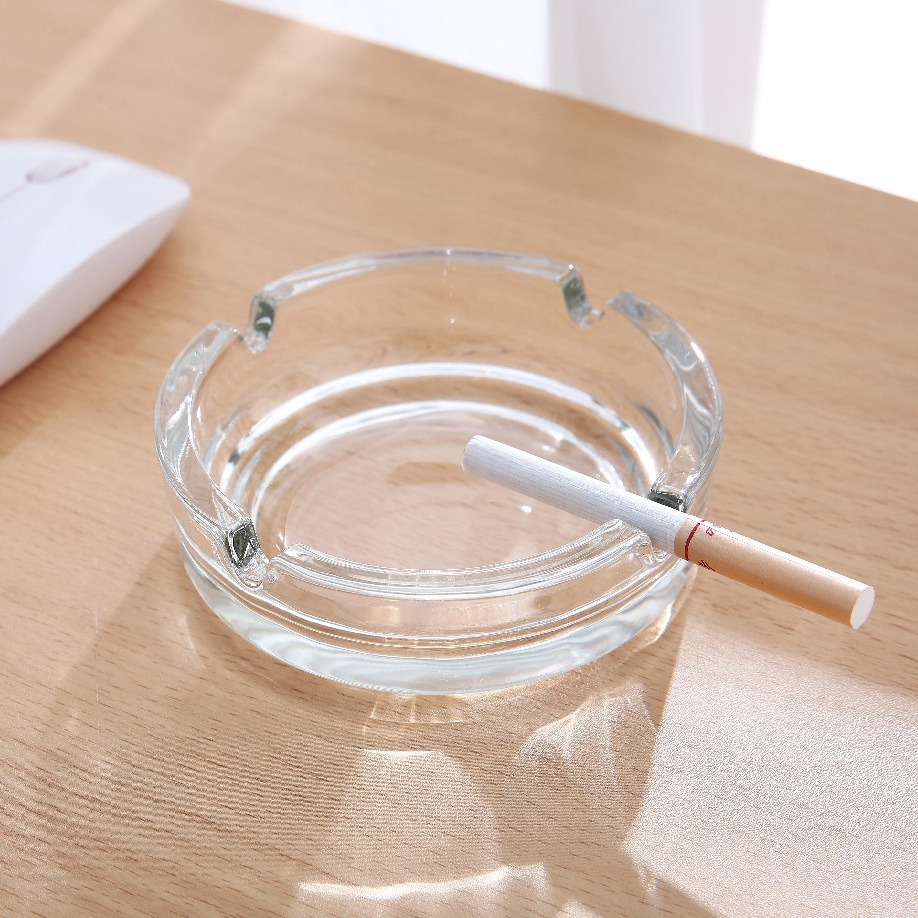 Wholesale Cheap Round Transparent Smoke Ashtray Home Decor Smoking Accessories Clear Glass Ashtray