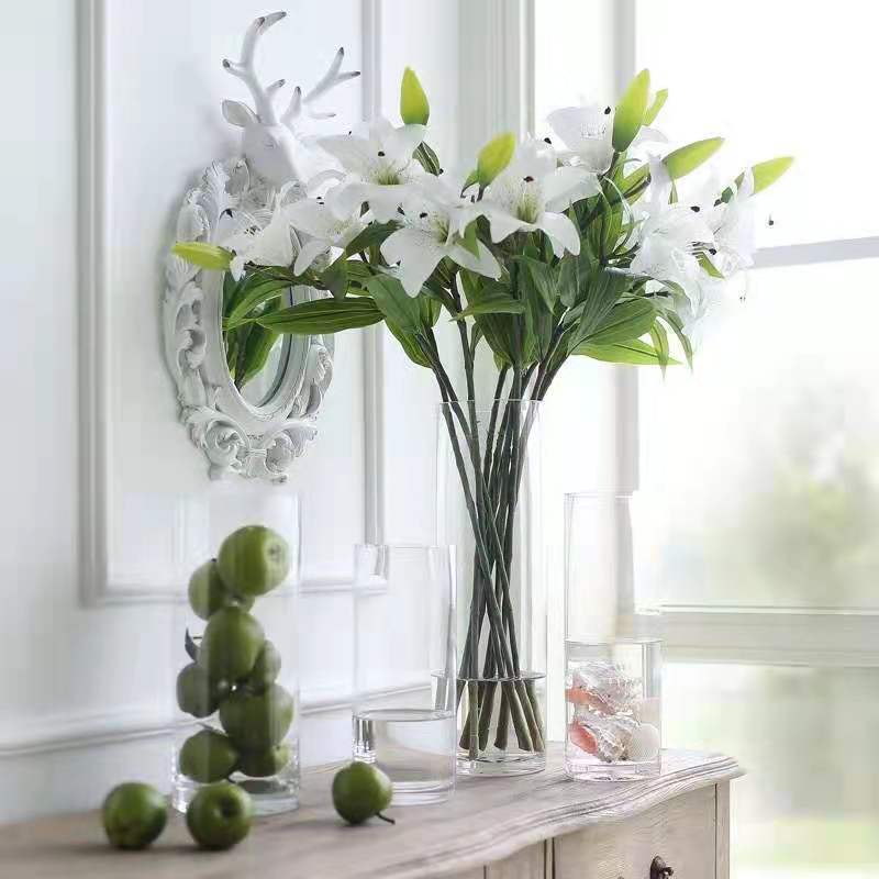 Wholesale Factory Cheap Tall Cylinder Nordic Wedding Clear Home Decor Simple Design Flower Glass Vase