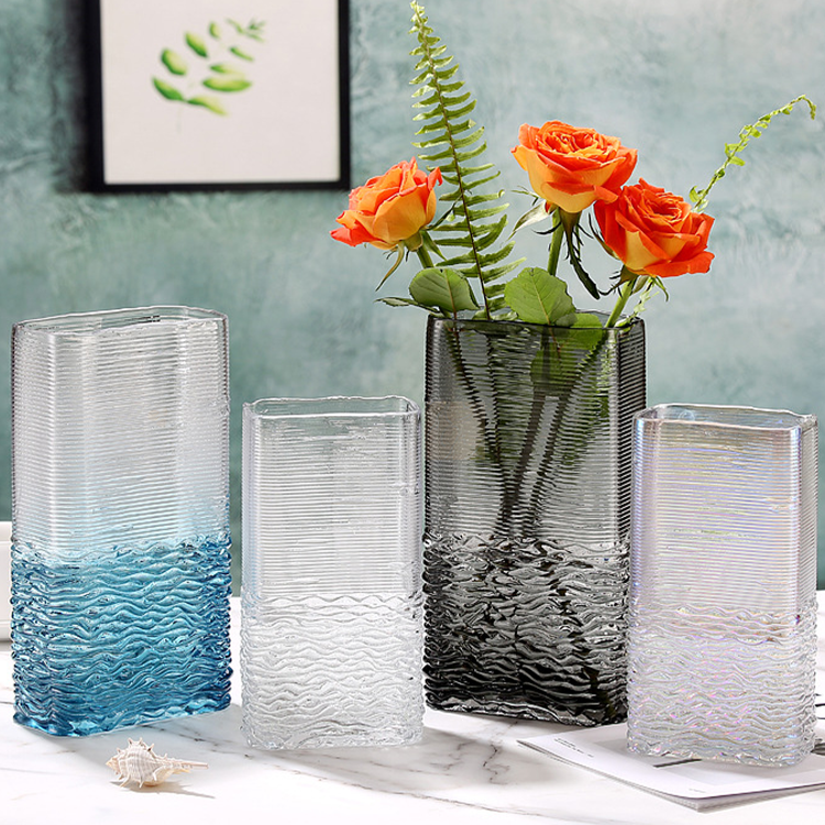 Newest Modern Fashion desktop living room home decor dining table Crystal Sea Blue creative glass vase