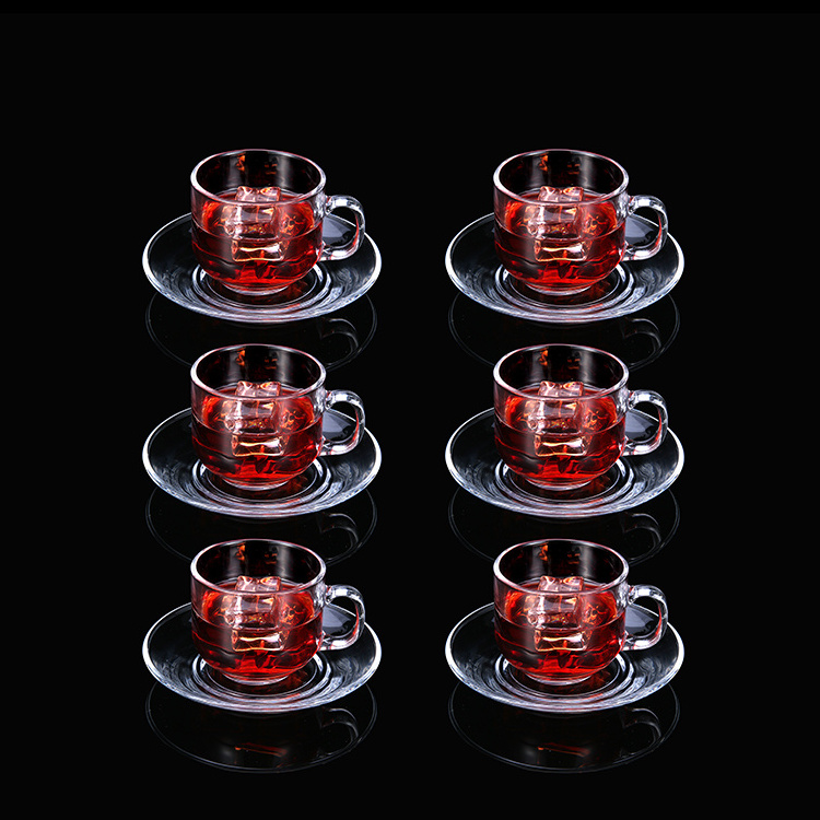 Wholesale Eco Friendly 180ml Transparent Home Office Drinking With Saucer Set Water Coffee Tea Glass Cup