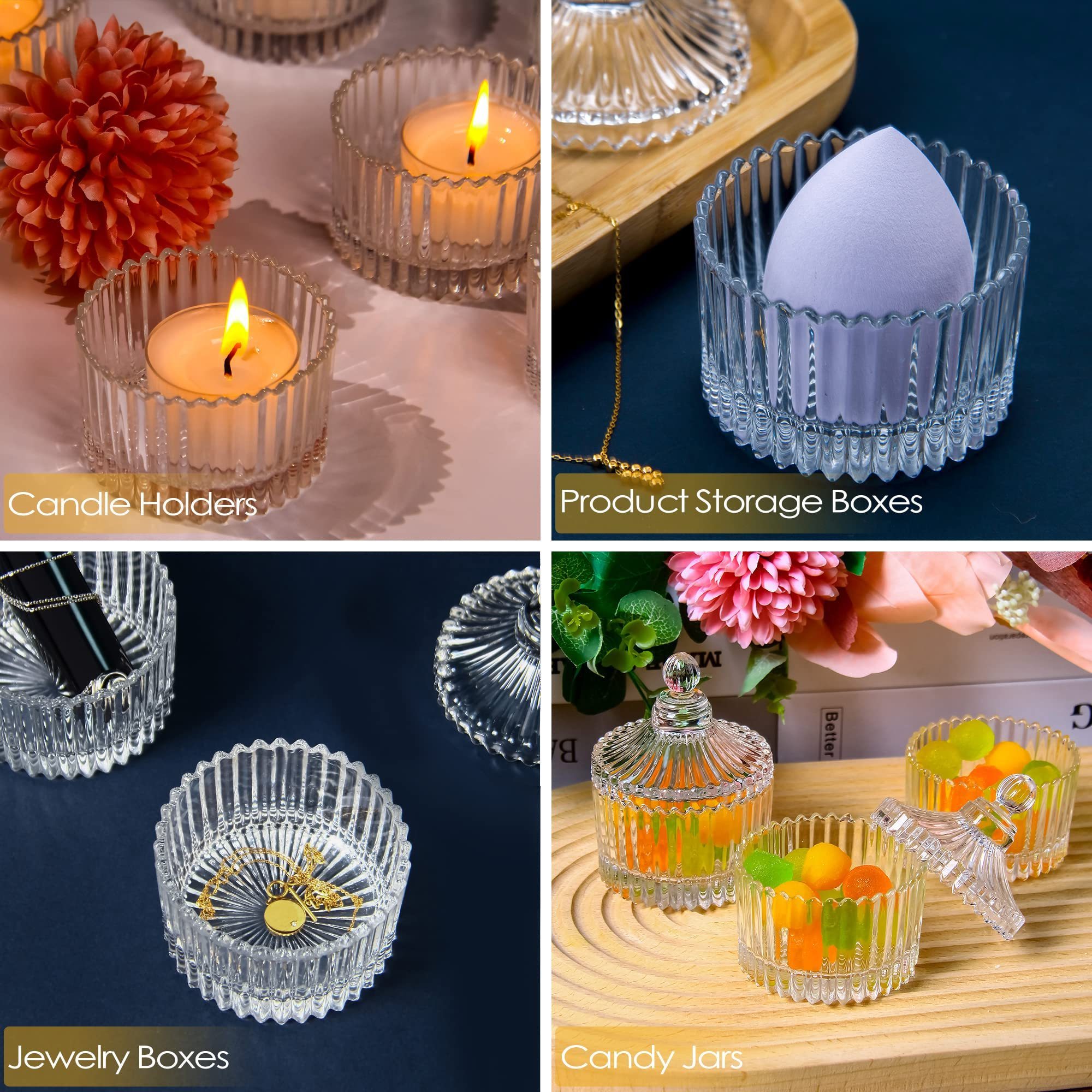 Custom wholesale matte candle vessels embossed candle Holder Mini Wedding Glass candle container jar