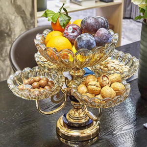 Luxury Fruit Plate new arrivals High Quality Glass 5 Plate modern decor Food dish stand fruit tray Glass Plate