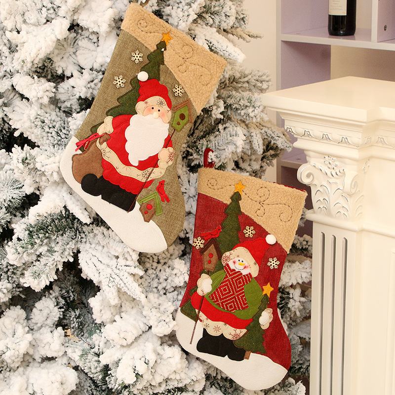 Sinyoo 3D Style Santa Snowman Reindeer Character Christmas Large Stockings Xmas Classic Decoration